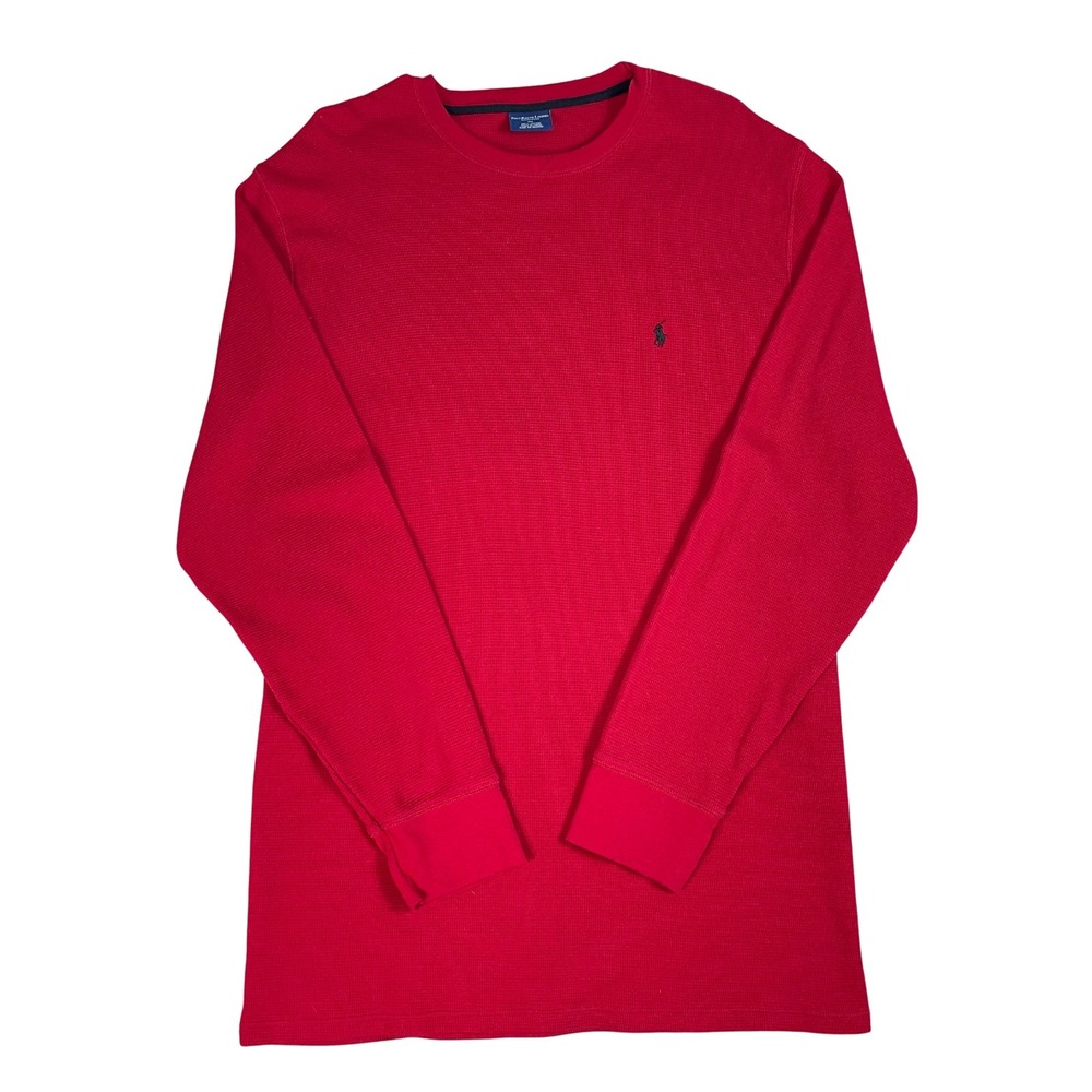 Polo Ralph Lauren Mens Red Waffle Knit Long Sleeve Crewneck Shirt XXL